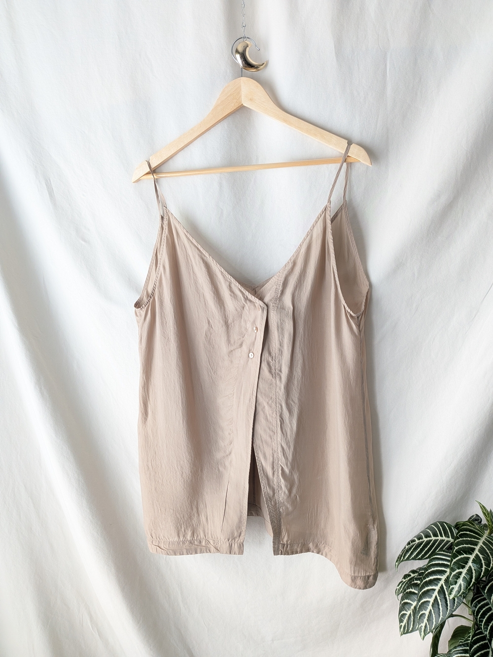 Weekday Beige Spaghetti-Strap V-Neck Camisole